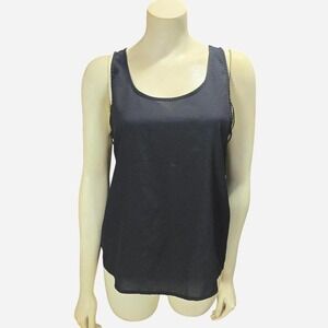 Black Sleeveless Lace-Up Back Camisole Tank‎ Top Blouse